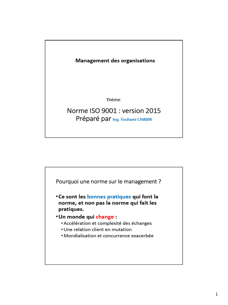 Norme ISO 9001:2015 et Management Qualité | PDF | Management de la ...