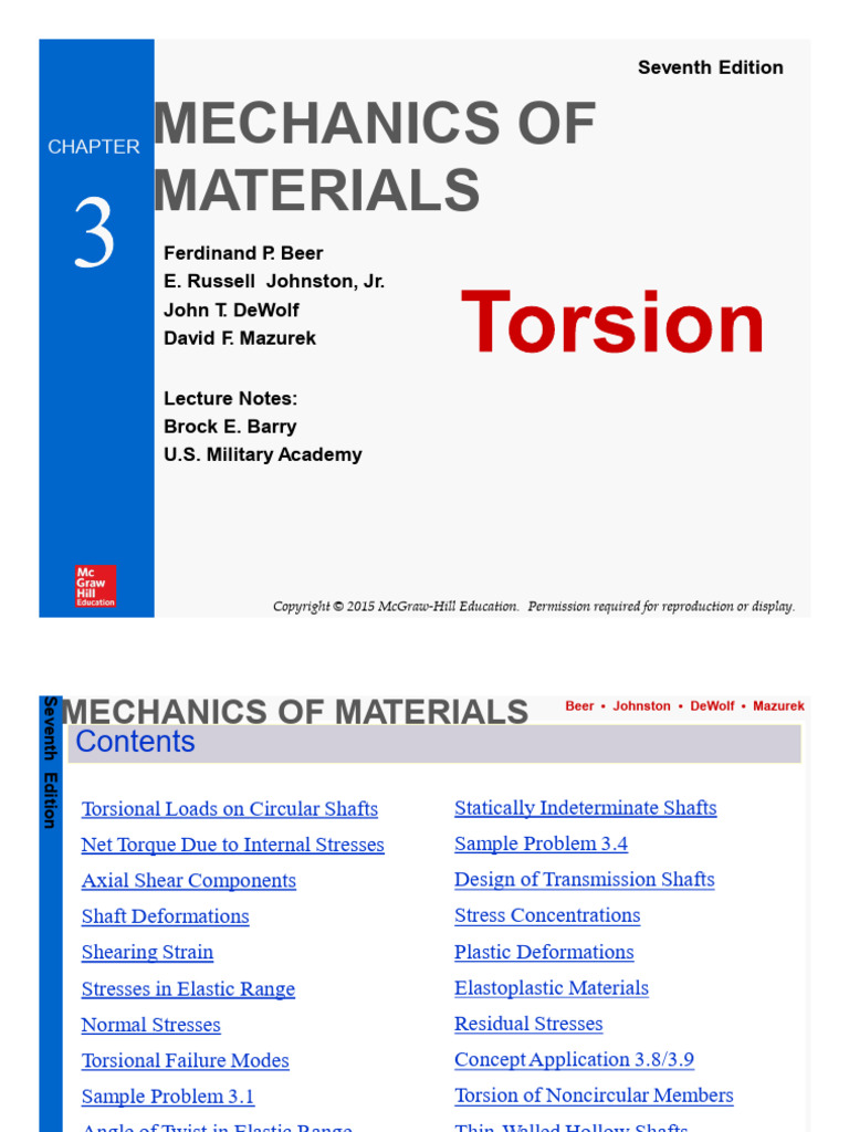 Chapter 2 Torsion Lecture | PDF | Stress (Mechanics) | Deformation ...