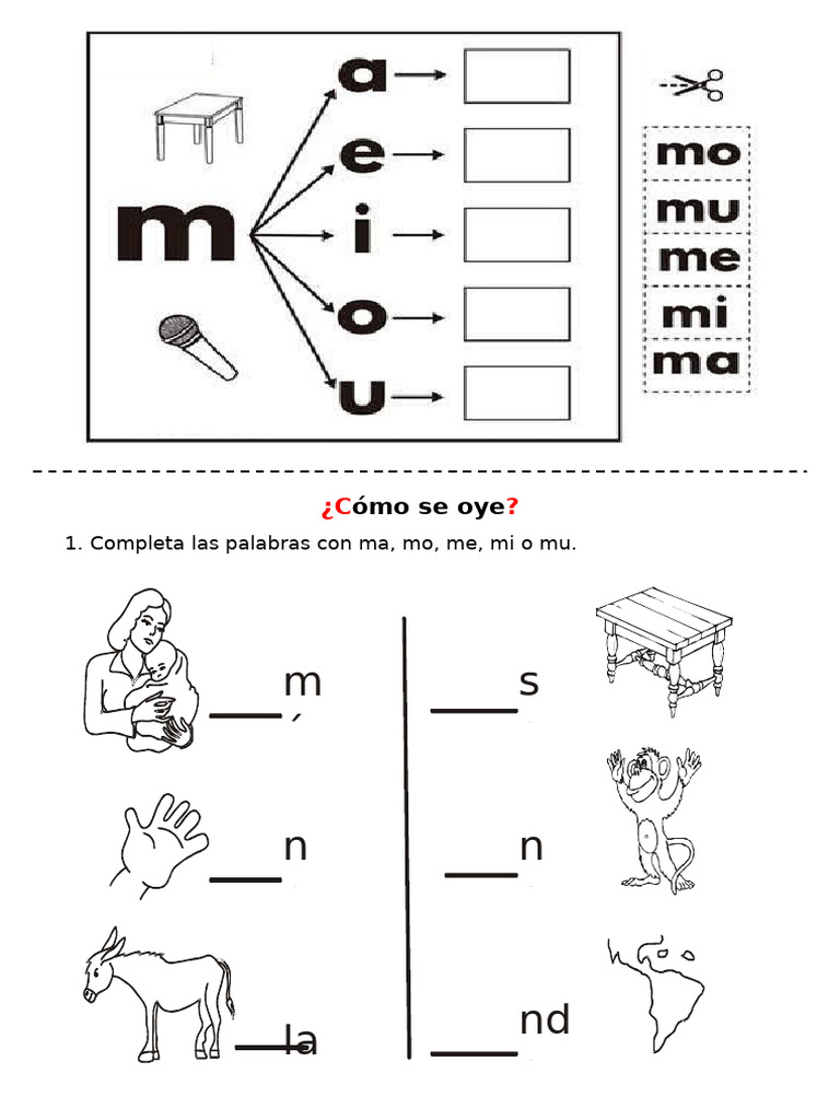 Ficha Comunicación - Letra M | PDF