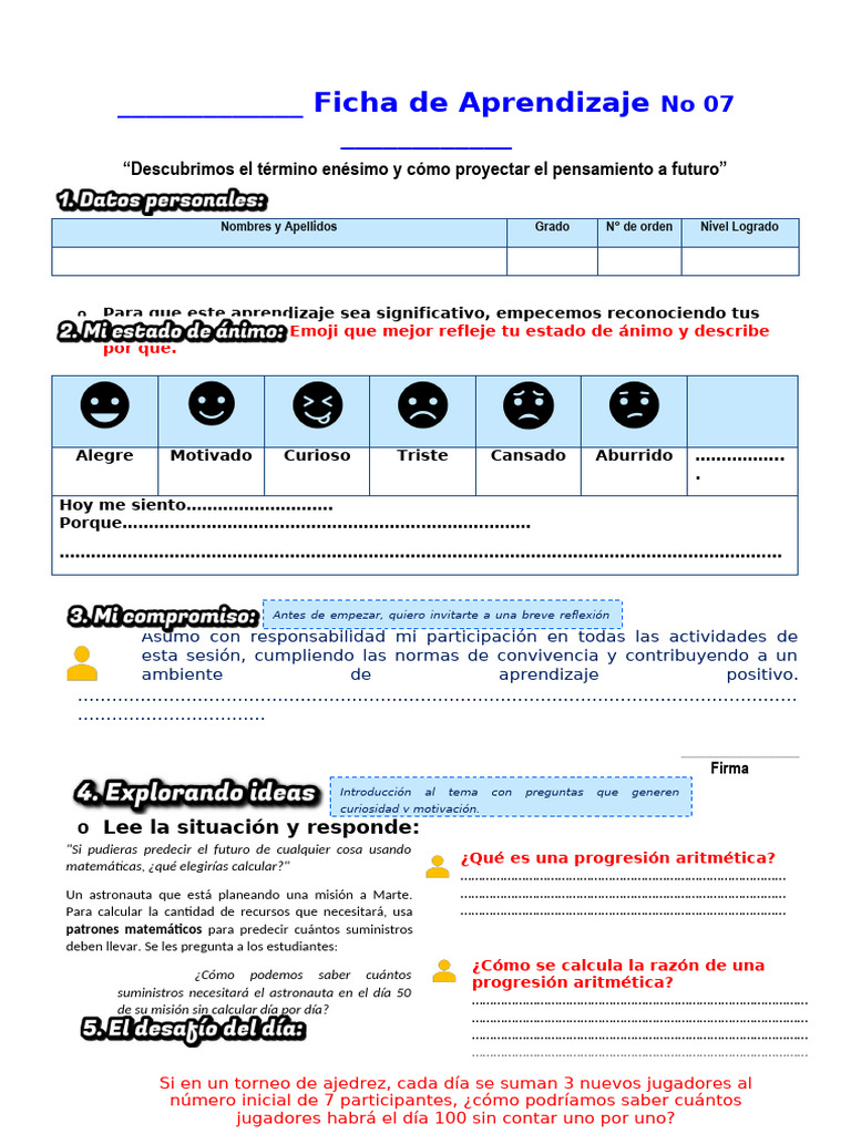 FICHA 07 - Descubrimos El Término Enésimo y Cómo Proyectar El ...