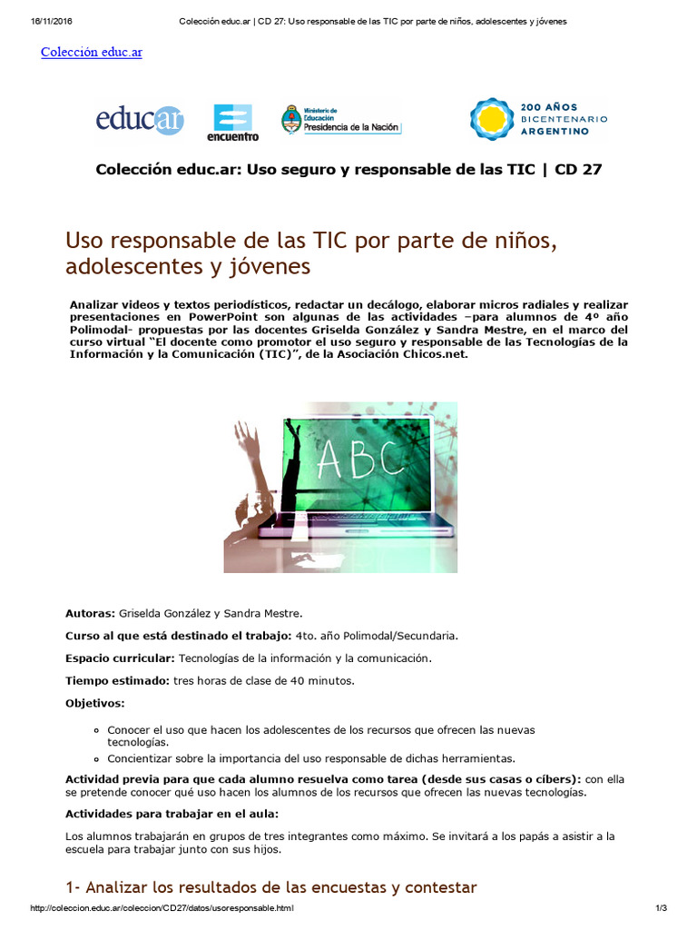 Uso Responsable de TIC en Jóvenes | PDF | Internet | Tecnología de ...