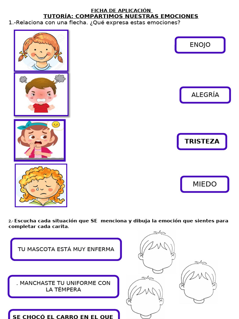 TUTORIA - FICHA DE APLICACIÓNCompartimos Nuestras Emociones | PDF