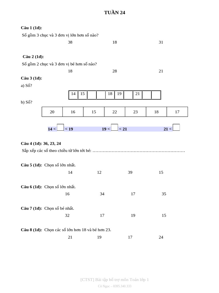 (CTST) Bai Tap Bo Tro Toan 1 - TUAN 24 | PDF