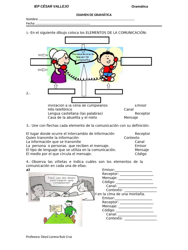 Examen de Gramática y Comunicación | PDF | Comunicación | Lingüística