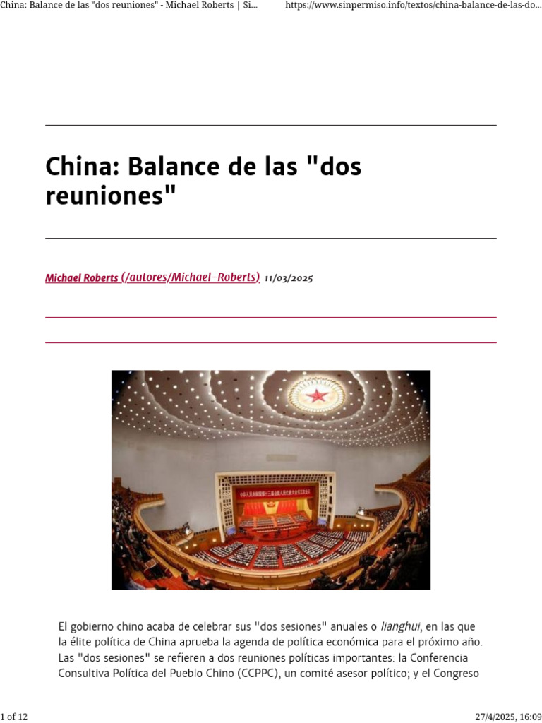 China - Balance de Las - Dos Reuniones | PDF | Inflación | Política mundial