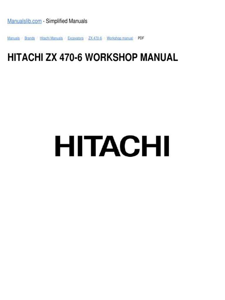Hitachi ZX470-6 Workshop Manual | PDF | Exhaust Gas | Diesel Engine