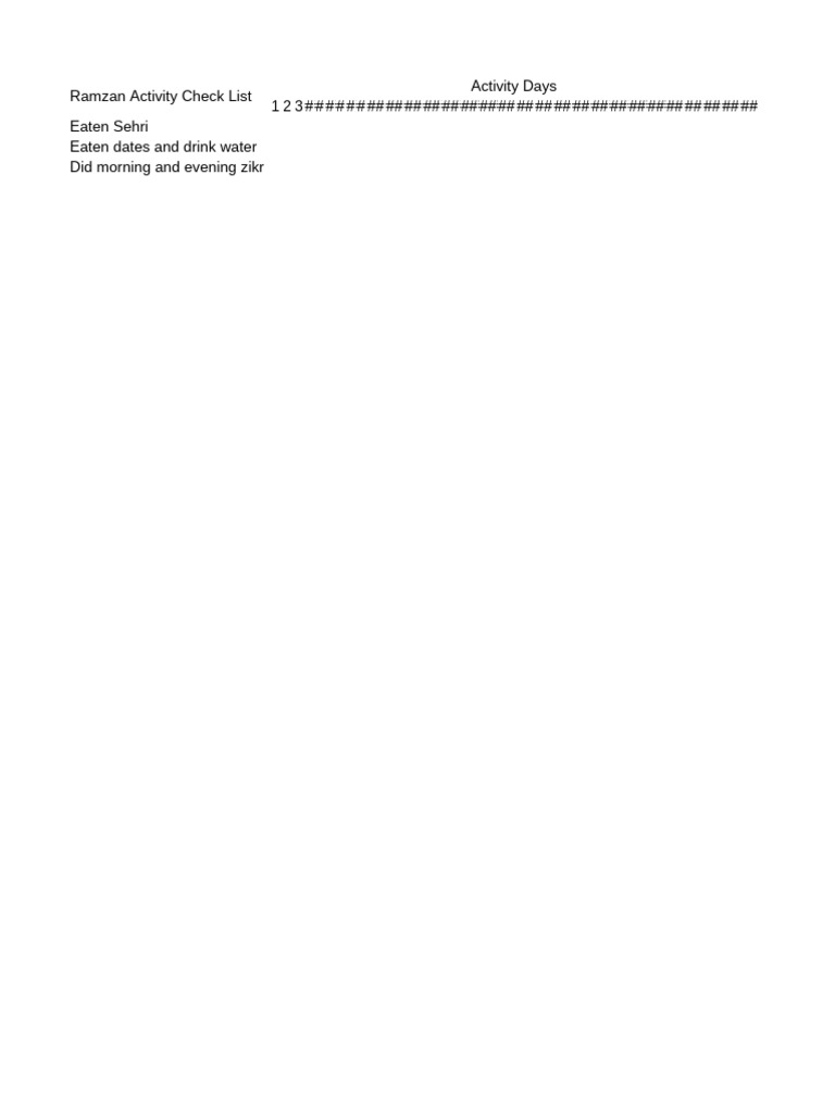 Ramzan Activity | PDF