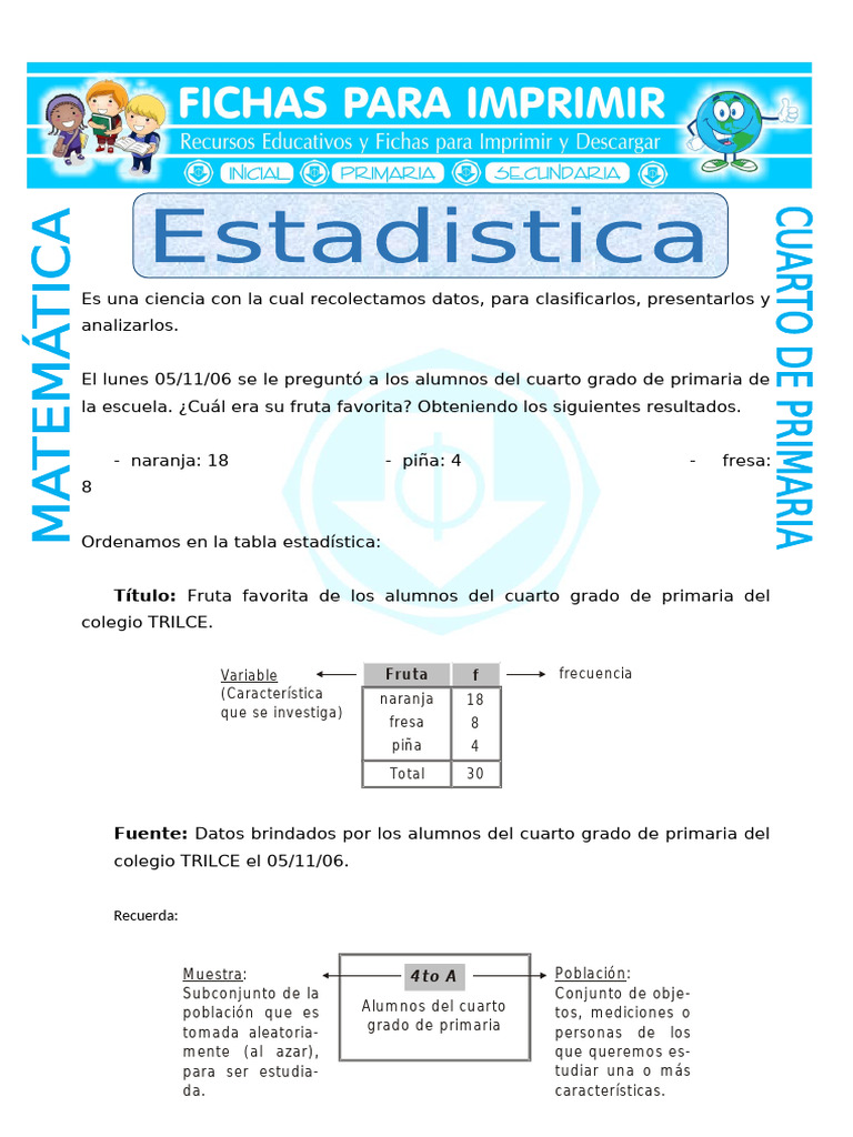 Estadistica para Cuarto de Primaria | PDF | Matemáticas