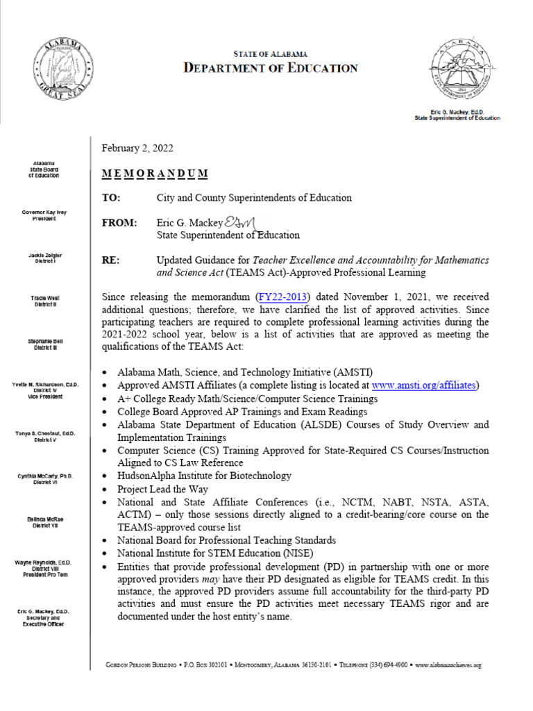 TEAM PD Approval Memo & Form | PDF | Teachers | National Council Of ...