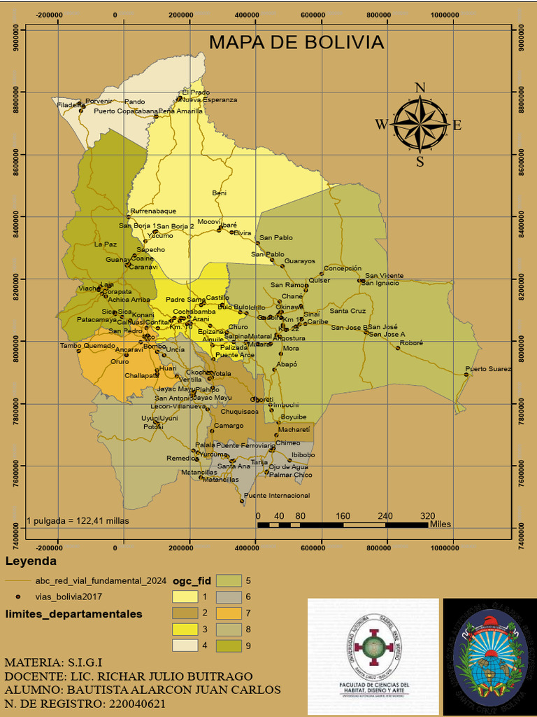 Mapa de Vías y Departamentos de Bolivia | PDF