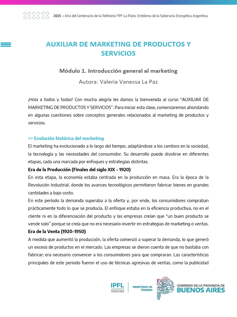 Módulo 1 - Material de Lectura - Auxiliar de Marketing 2025 | PDF ...