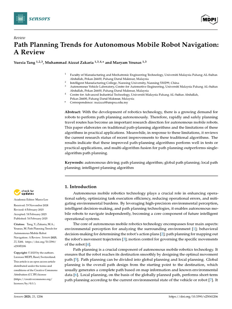 Path Planning Trends For Autonomous Mobile Robot N | PDF | Theoretical ...