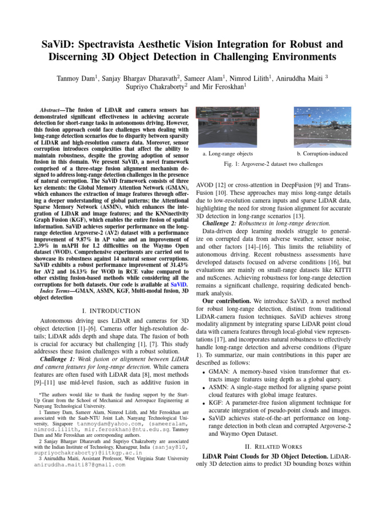 SaViD: Robust 3D Object Detection Framework | PDF | Lidar | Voxel