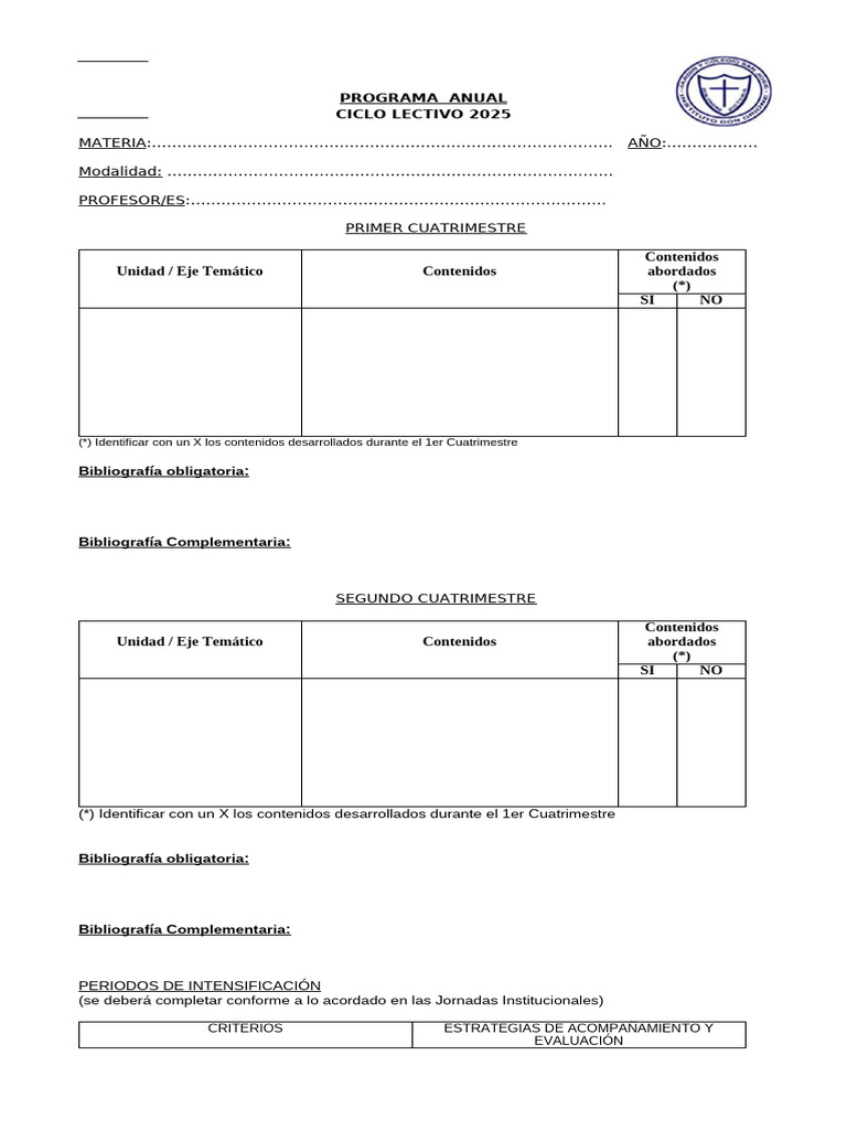 Modelo de Programa y Planificaciòn 2025 | PDF | Aprendizaje