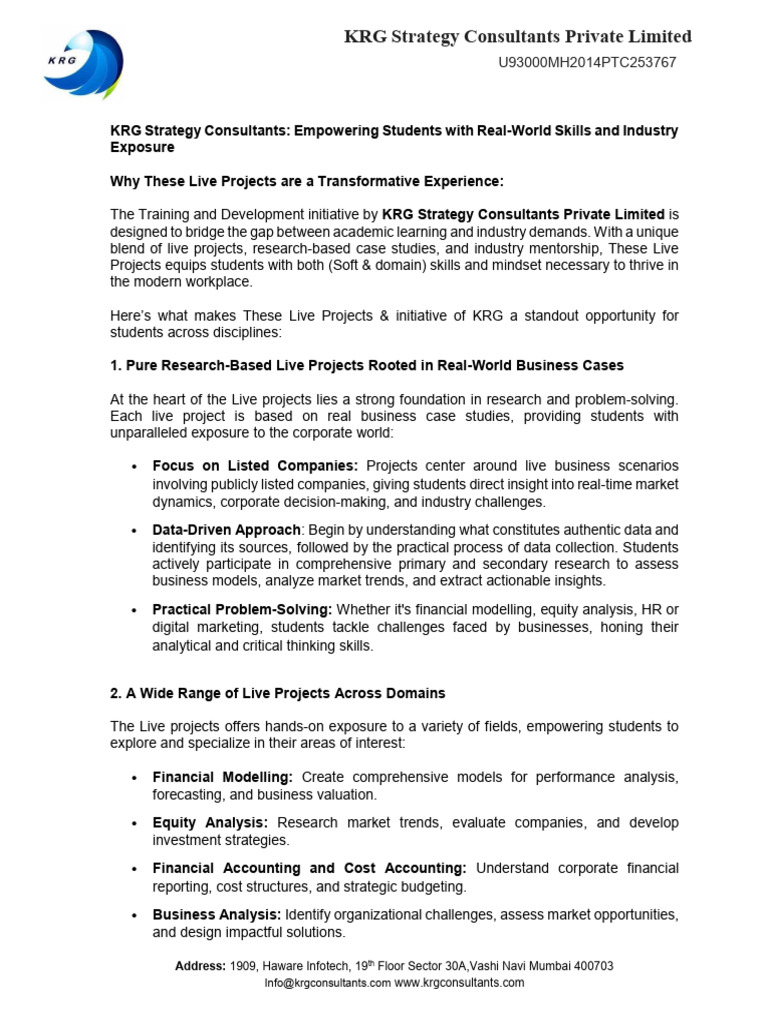 KRG Financial Modelling Live Projects | PDF | Discounted Cash Flow ...