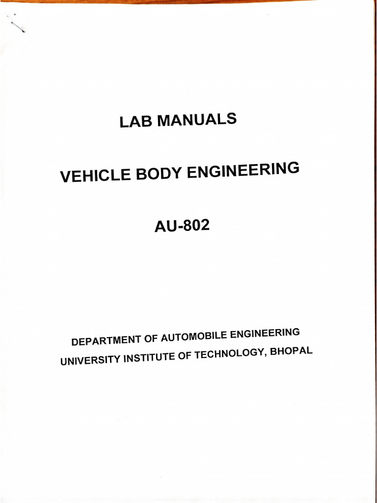 Lab Manual VEHICLE BODY | PDF