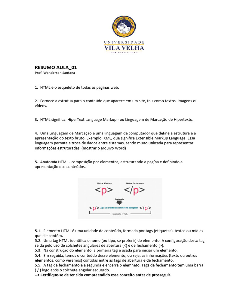 Estrutura e Elementos do HTML | PDF | Html | Rede mundial de computadores