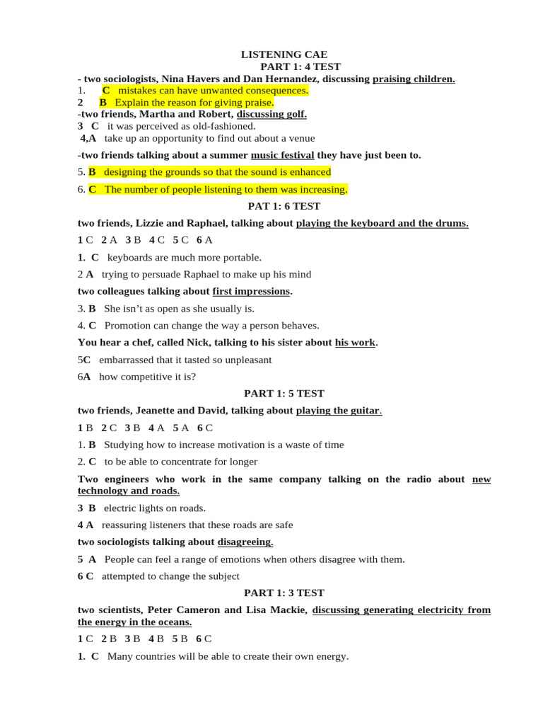 Listening Cae | PDF