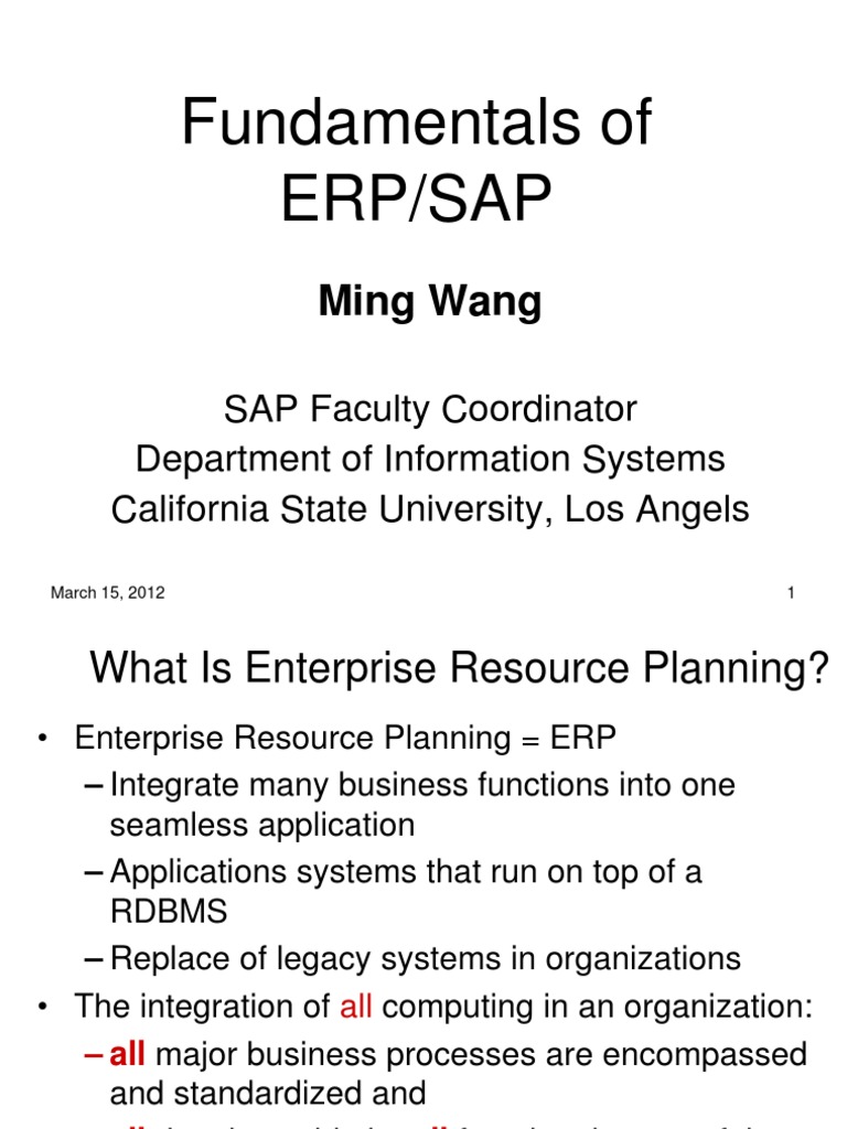 ERP/SAP Fundamentals Overview | PDF | Enterprise Resource Planning | Sap Se
