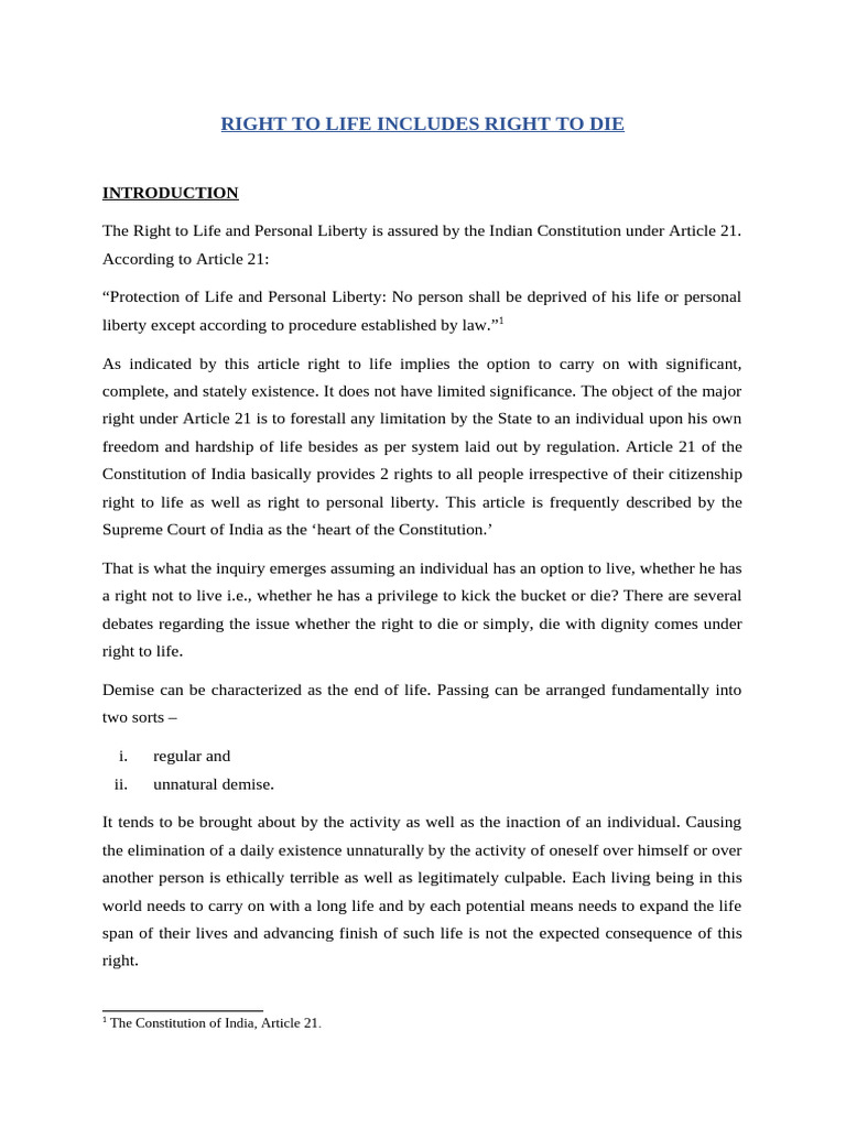 Right To Life Includes Right To Die | PDF | Justice | Crime & Violence