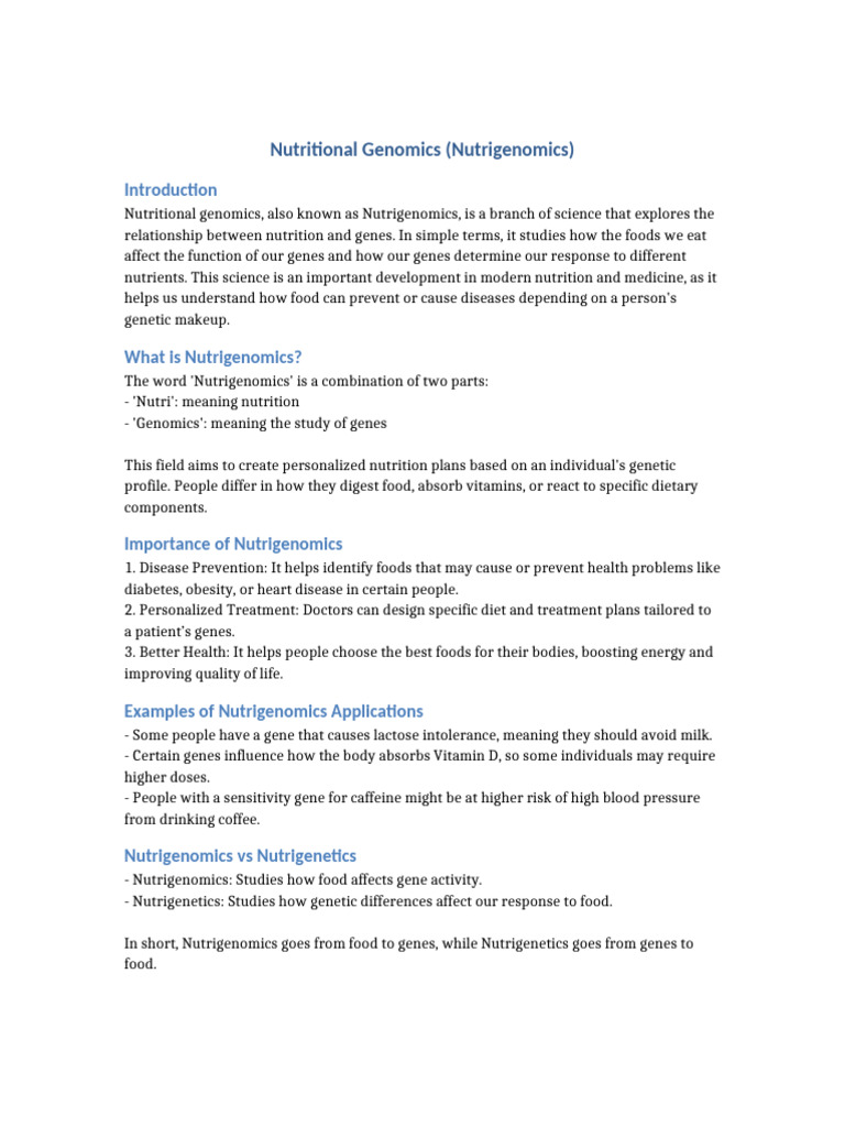 Nutrigenomics Research Simple | PDF | Nutrition | Diet & Nutrition