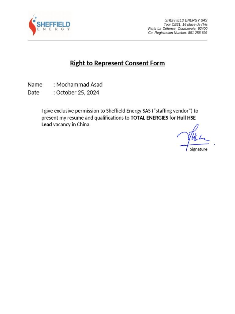 Consent Form for Job Application | PDF