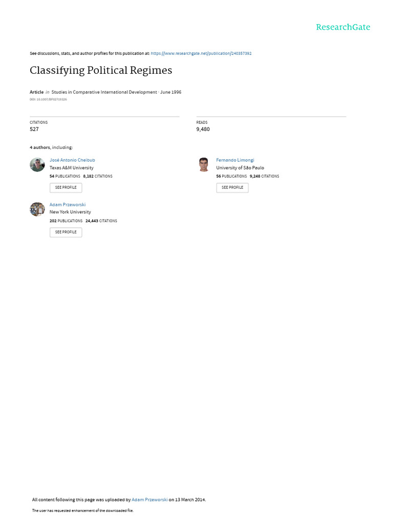 Classifying Political Regimes | PDF