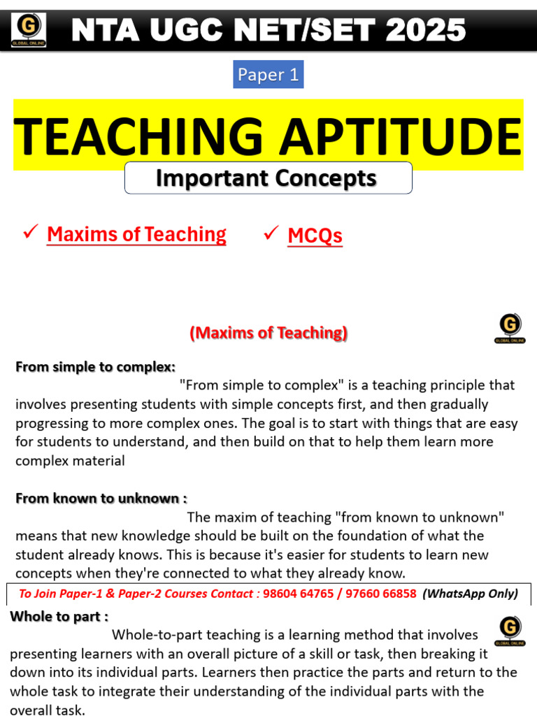 Lecture 3 - Teaching Aptitude | PDF | Learning | Knowledge