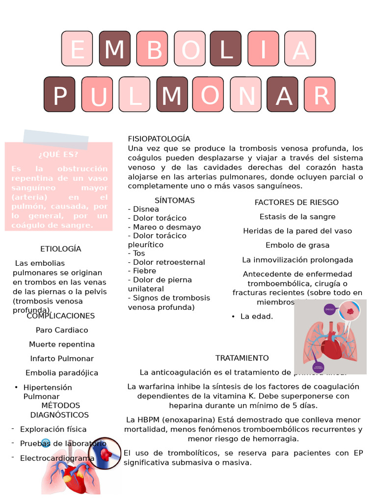 Factores y Tratamiento de Embolia Pulmonar | PDF | Trombo | Embolia
