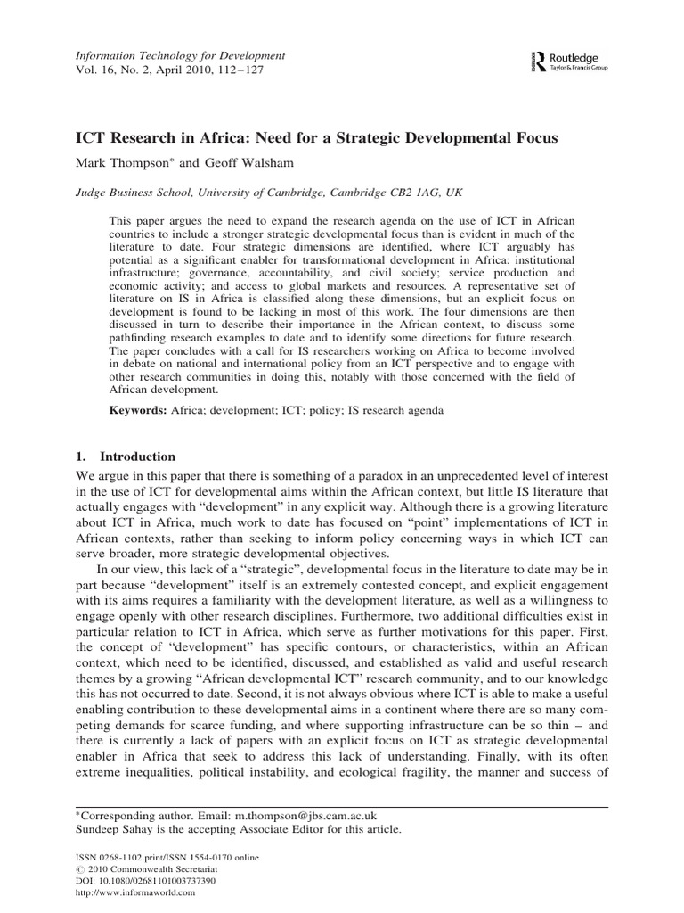 1559 - ICT Research in Africa Need For A Strategic Developmental Focus ...