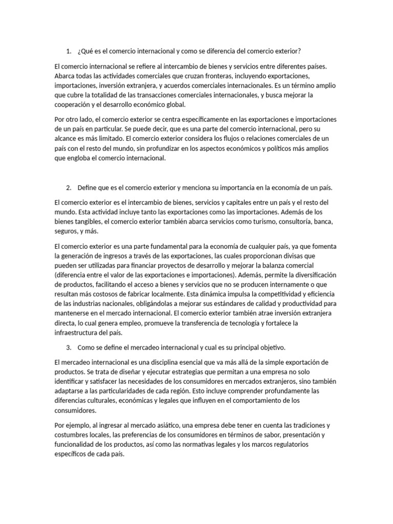 Comercio Internacional vs. Comercio Exterior | PDF | El comercio ...