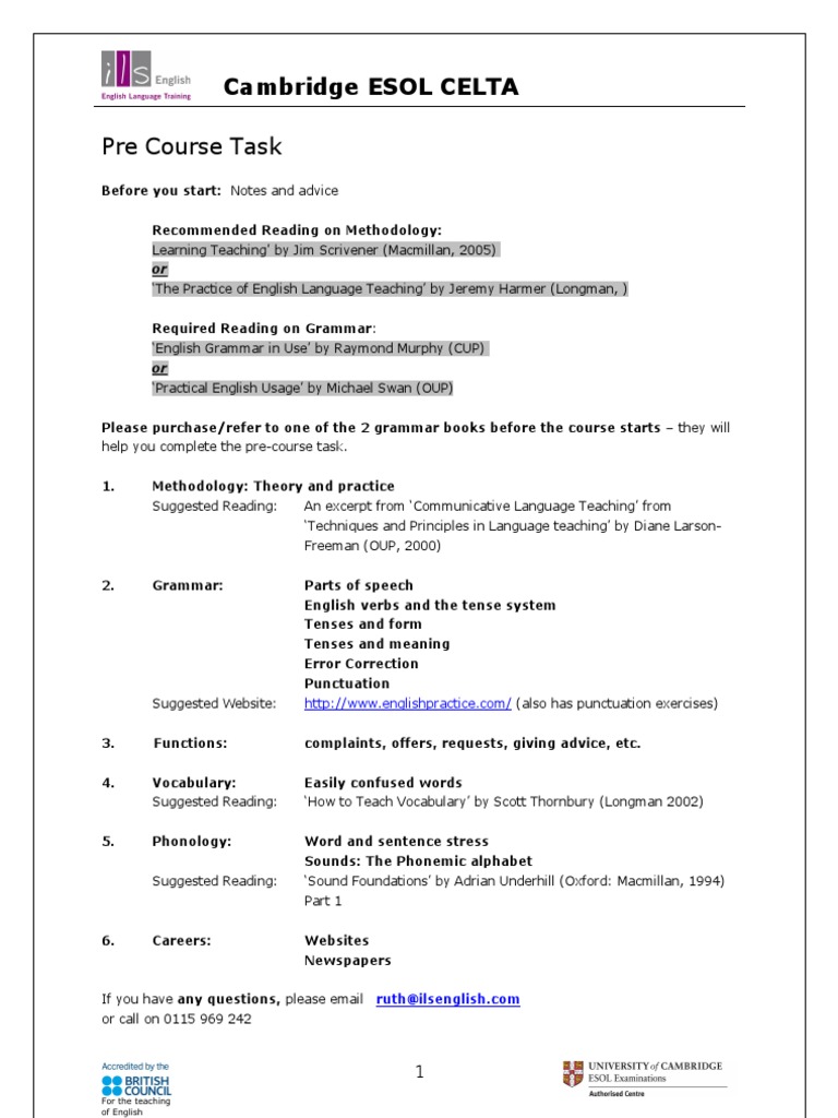 Pre Course Task | PDF | Perfect (Grammar) | Grammatical Tense