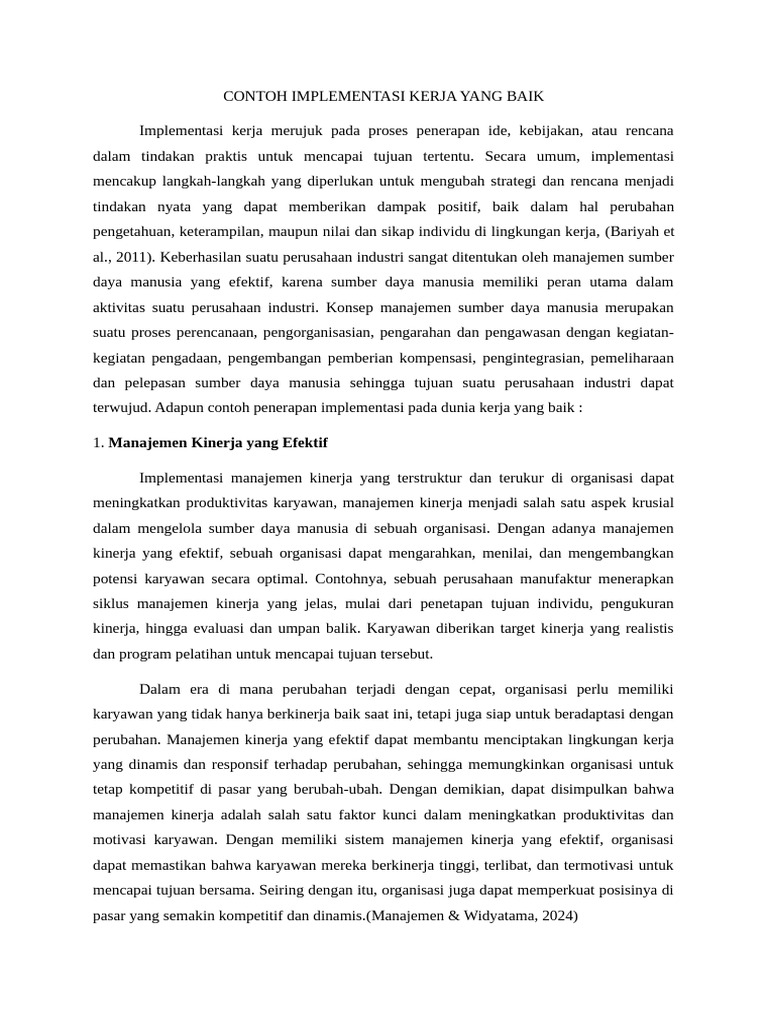 Contoh Implementasi Kerja Efektif | PDF