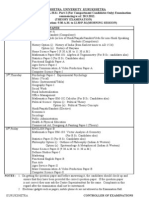 Kurukshetra University date sheet for B.A./B.Sc compartment exams