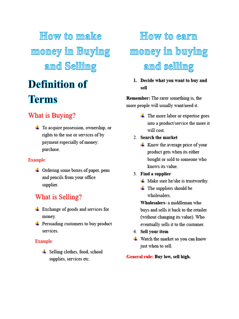 How To Make Money in Buying and Selling | PDF