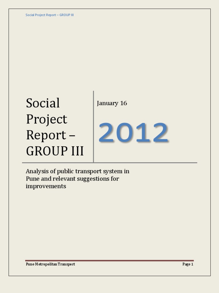 Social Project Report - Group III | PDF | Survey Methodology | Bus