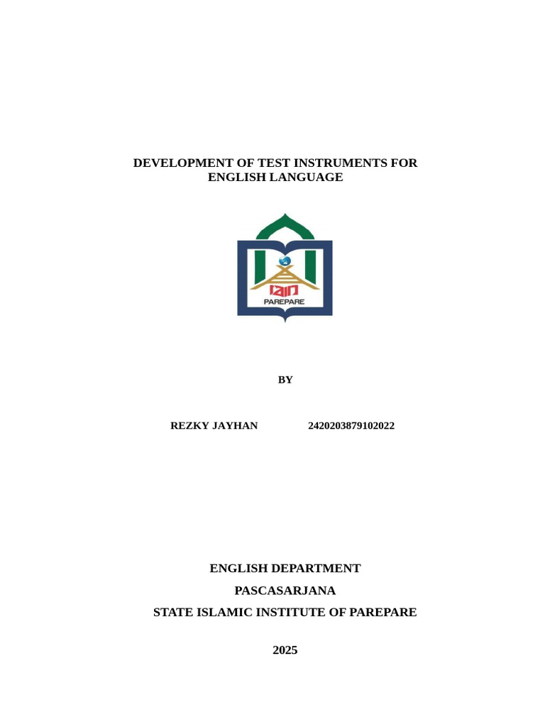 English Language Test Instrument Development | PDF | Educational ...