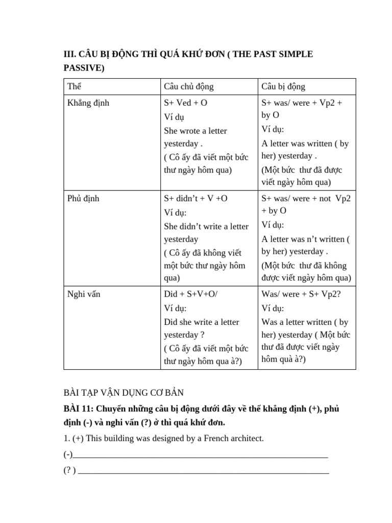 Past Simple Passive Voice Guide | PDF