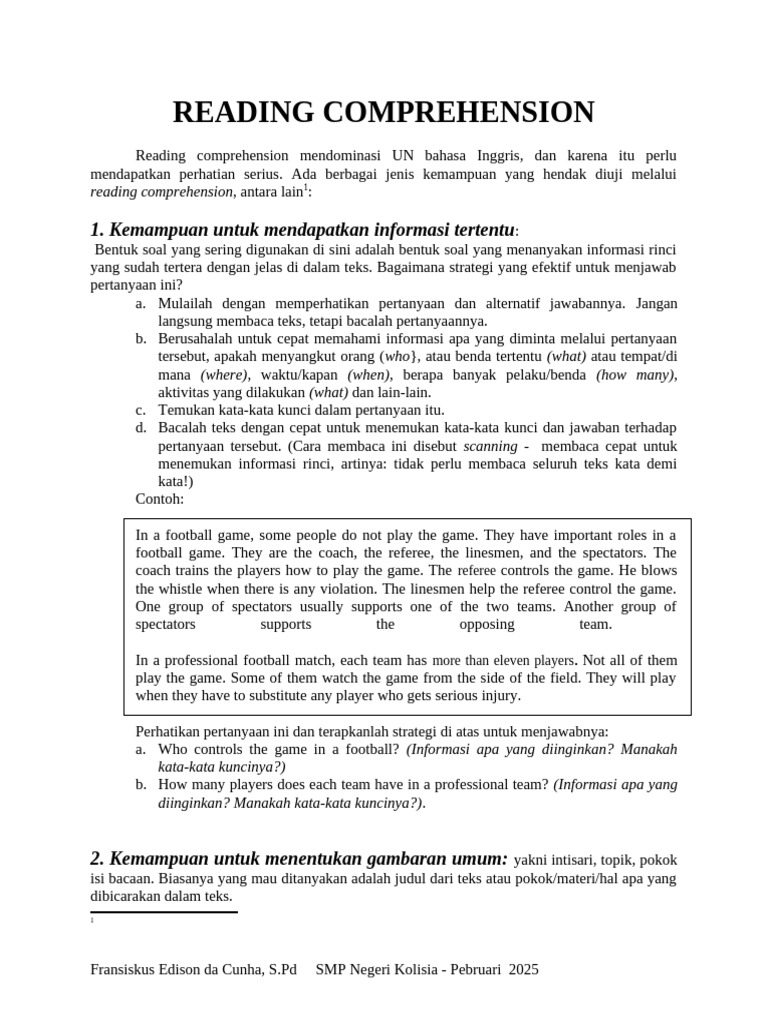 Strategi Efektif Reading Comprehension | PDF