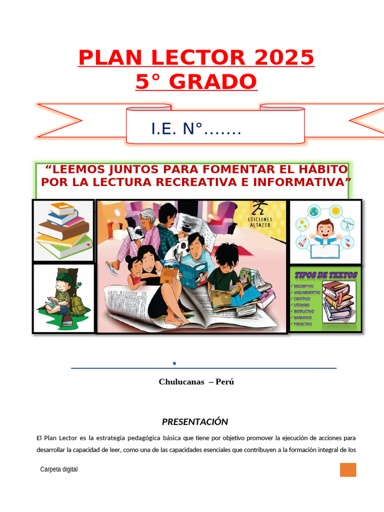 Plan Lector 2025: Fomento de la Lectura | PDF | Comprensión lectora ...