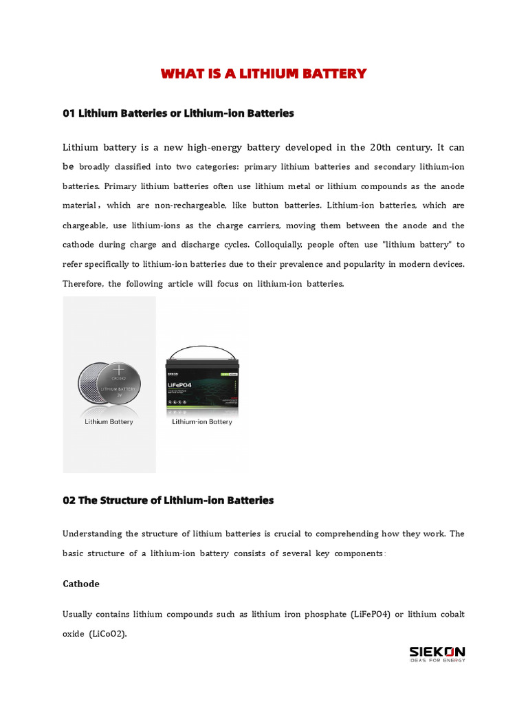 What Is Lithium Battery | PDF | Lithium Ion Battery | Rechargeable Battery