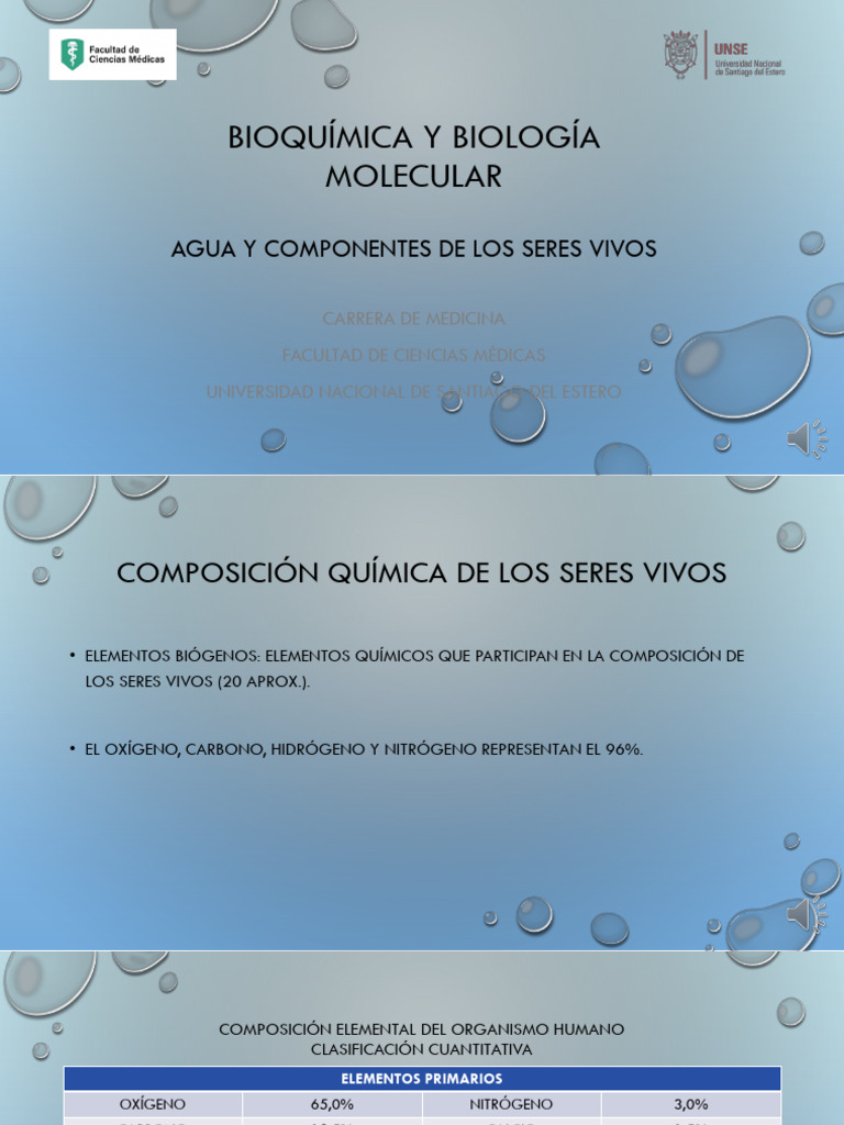 Composición Química de los Seres Vivos | PDF | Agua | Cuerpo humano