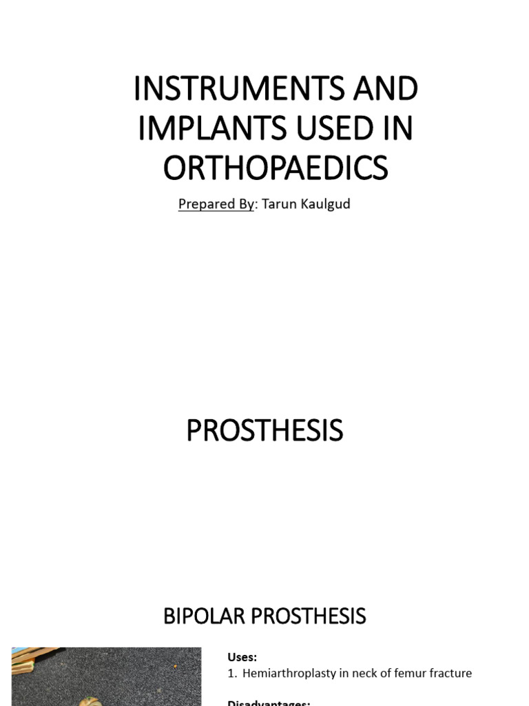 Orthopedic Instruments and Implants Guide | PDF | Hip | Bone