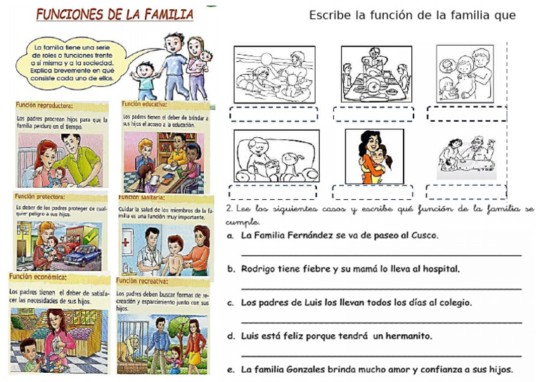 Escribe La Función de La Familia Que Representa Cada Imagen | PDF