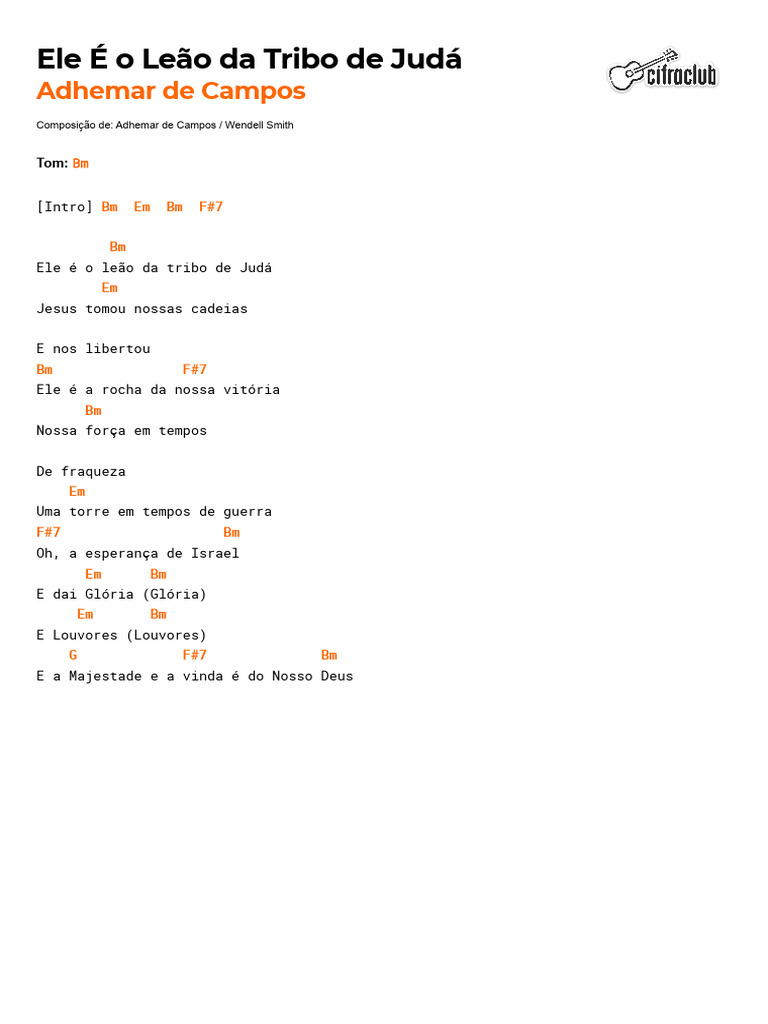 Letra e Cifra: Leão da Tribo de Judá | PDF