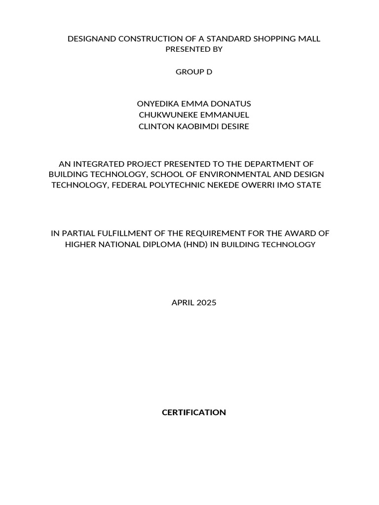 Designand Construction of A Standard Shopping Mall | PDF
