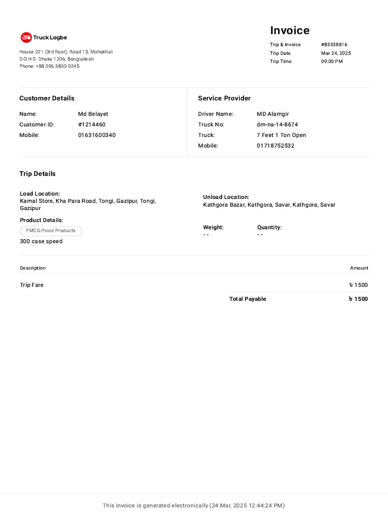 Invoice: Customer Details Service Provider | PDF