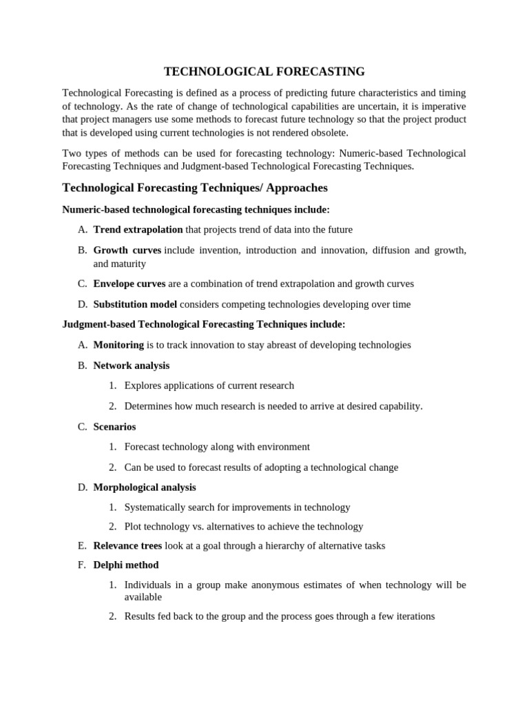 Future Technology Forecasting Methods | PDF | Forecasting | Analysis