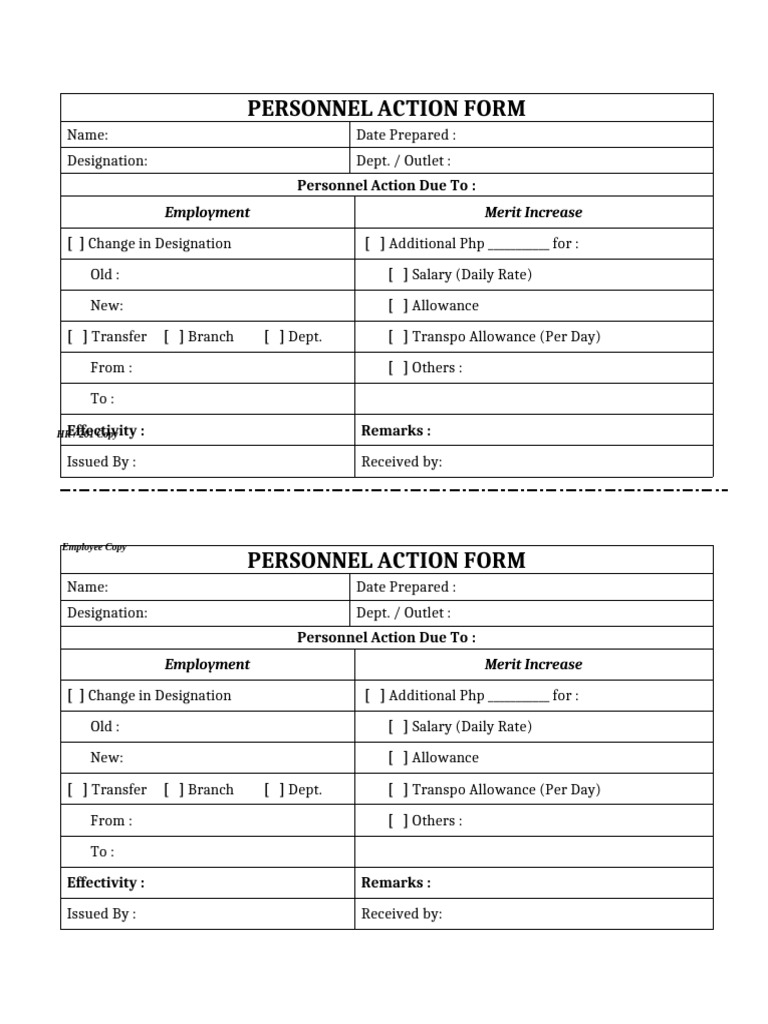 Personnel Action Form Template | PDF