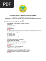 Geography Remedial Exam Questions | PDF | Ethiopia | Africa